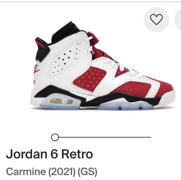 Jordan Other - Jordan 6 Retro (GS) Rare Carmine Sneakers W/2020 Tag Boys 6Y Girls 7.5 EUC